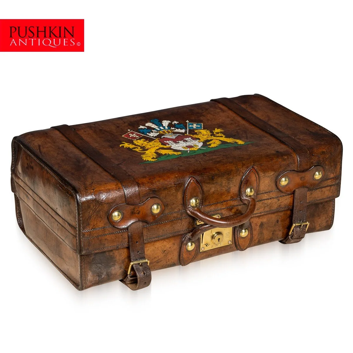 Crocodile　　CASE　ANTIQUE Crocodile Alligator Leather Hornback Suitcase Storage Case